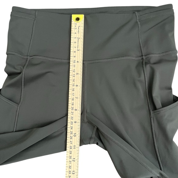 Lululemon Fast & Free Green Crop ll Nulux 19” Leggings Running Workout Sz 8 - Picture 10 of 12